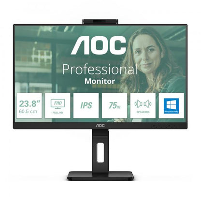 MONITOR AOC 23.8 LED IPS FHD 16:9 4MS 300 CDM, WEBCAM, PIVOT, DP/HDMI, MULTIMEDIA [24P3QW]