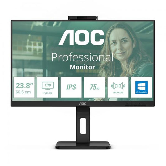 AOC MONITOR 23,8 LED IPS FHD 16:9 4MS 300 CDM, WEBCAM, PIVOT, DP/HDMI, MULTIMEDIALE [24P3QW]