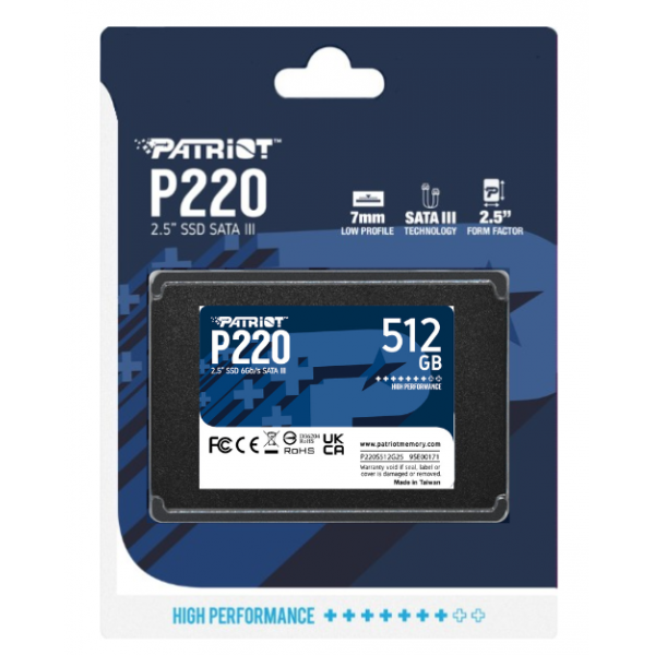 PATRIOT SSD INTERNO P220 512GB 2,5" SATA 6GB/S R/W 500/500 [P220S512G25]