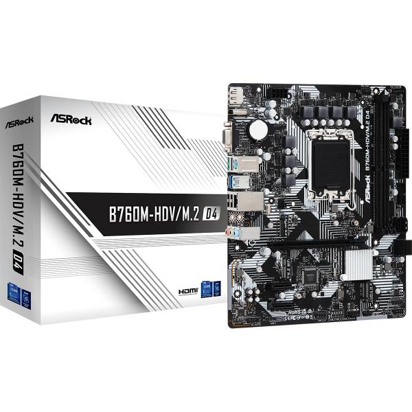 ASROCK MB B760, B760M-HDV/M.2 D4, LGA1700, 2 DDR4 , mATX [B760M-HDV/M.2 D4]