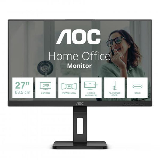 AOC MONITOR 27 LED IPS QHD 16:9 4MS 350 CDM, USB-C, PIVOT, DP/2HDMI, MULTIMEDIA [Q27P3CV]