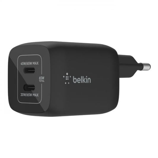 Belkin CARICABATTERIE DA PARETE DOPPIO GAN USB-C PPS 65W [WCH013VFBK]