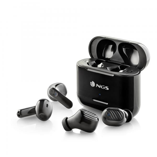 NGS SET DA 4 AURICOLARI, DUE PAIA BLUETOOTH CON CONNESSIONE AUTOMATICA, 30 ORE, SENSORE TOUCH, GOMMI [ARTICADUOBLACK]