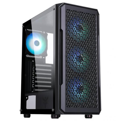 ITEK CASE SIX TRIANGLE - GAMING MIDDLE TOWER, 4X12CM ARGB FAN, USB3, SIDE PANEL TEMP GLASS [ITGCAST33B]