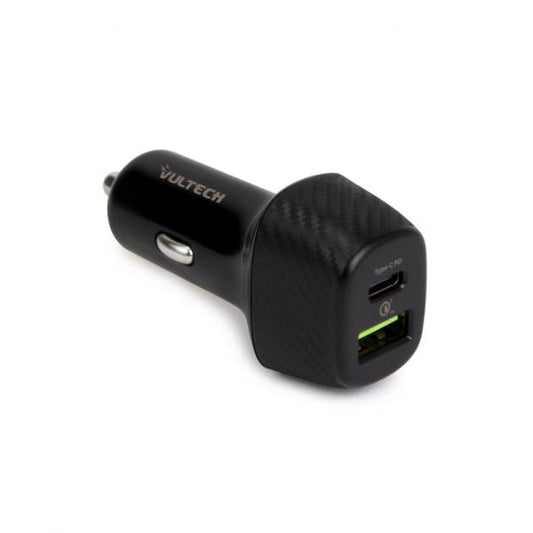 Vultech Caricatore Da auto doppia uscita USB Quick Charge 3.0 (18W) + Type-C (27W) Power Delivery 45W [CA-3QP]