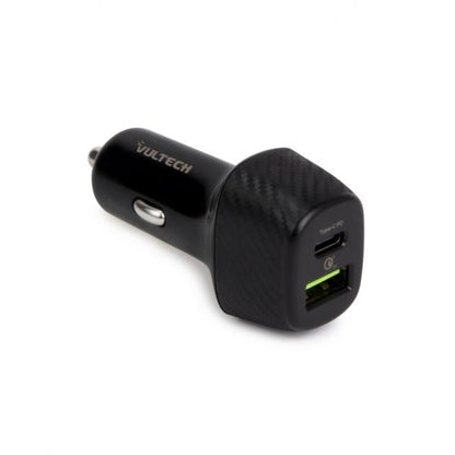 VULTECH CARICATORE DA AUTO CON USB (18W) E TYPE-C (27W) QUICKCHARGE 3.0 PD (Max 45W) [CA-3QP]