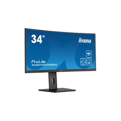 Iiyama ProLite 34 inch - Curved - UltraWide Quad HD VA LED Monitor - 3440x1440 - HAS / RJ45 / USB-C [XCB3494WQSN-B5]