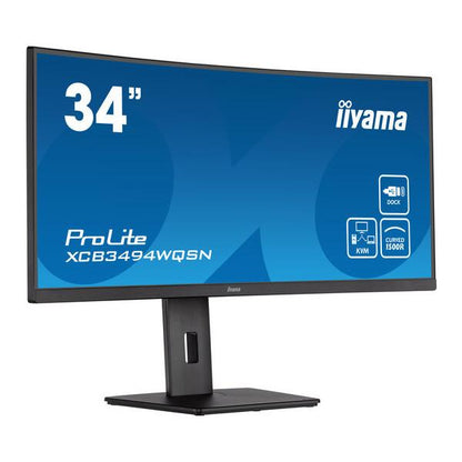 Iiyama ProLite 34 inch - Curved - UltraWide Quad HD VA LED Monitor - 3440x1440 - HAS / RJ45 / USB-C [XCB3494WQSN-B5]