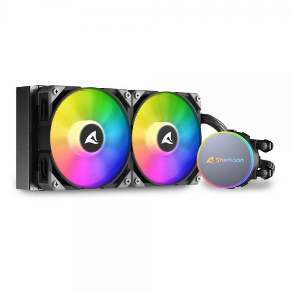 Sharkoon S70 rgb Carcasa de ordenador, Procesador Enfriador de líquido todo en uno 12 cm Negro 1 ud [S70RGB] 