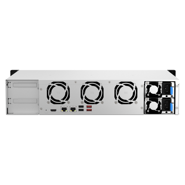 QNAP NAS - 8-bay 2U short depth 12" rackmount NAS, Intel Celeron N5095 quad-core, 8 GB onboard not expandable, 8 x 3.5"/2.5" SATA 6Gb/s drive bays, 2 x 2.5GbE, 1 x HDMI 1.4b, 1 x PCIe Gen3 [TS-864eU-RP-8G]