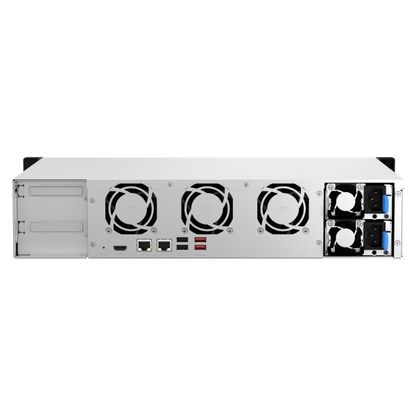 QNAP NAS - 8-bay 2U short depth 12" rackmount NAS, Intel Celeron N5095 quad-core, 8 GB onboard not expandable, 8 x 3.5"/2.5" SATA 6Gb/s drive bays, 2 x 2.5GbE, 1 x HDMI 1.4b, 1 x PCIe Gen3 [TS-864eU-RP-8G]