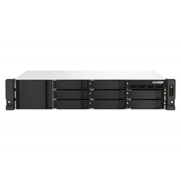 QNAP NAS - 8-bay 2U short depth 12" rackmount NAS, Intel Celeron N5095 quad-core, 8 GB onboard not expandable, 8 x 3.5"/2.5" SATA 6Gb/s drive bays, 2 x 2.5GbE, 1 x HDMI 1.4b, 1 x PCIe Gen3 [TS-864eU-RP-8G]