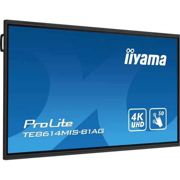 iiyama TE8614MIS-B1AG visualizzatore di messaggi Pannello piatto interattivo 2,17 m (85.6") LCD Wi-Fi 435 cd/m 4K Ultra HD Nero Touch screen Processore integrato Android 24/7 [TE8614MIS-B1AG]