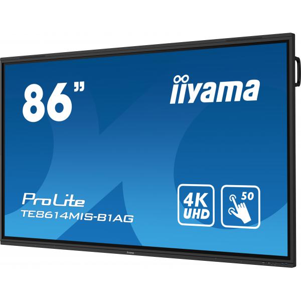 iiyama TE8614MIS-B1AG visualizzatore di messaggi Pannello piatto interattivo 2,17 m (85.6") LCD Wi-Fi 435 cd/m 4K Ultra HD Nero Touch screen Processore integrato Android 24/7 [TE8614MIS-B1AG]