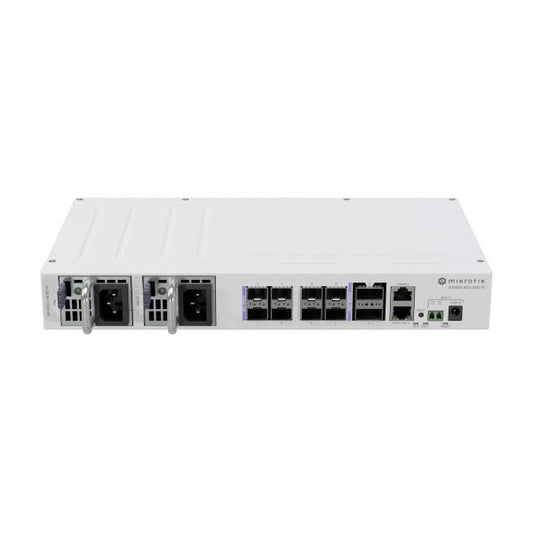 MikroTik - Cloud Router Switch 510-8XS-2XQ-IN with QCA9531 650 MHz CPU, 128 MB RAM, 98DX4310 switch chip, 2 x 100G QSFP28 ports, 8 x 25G SFP28 ports, 1 x 100Mbit Eth port for management, Rou [CRS510-8XS-2XQ-IN]