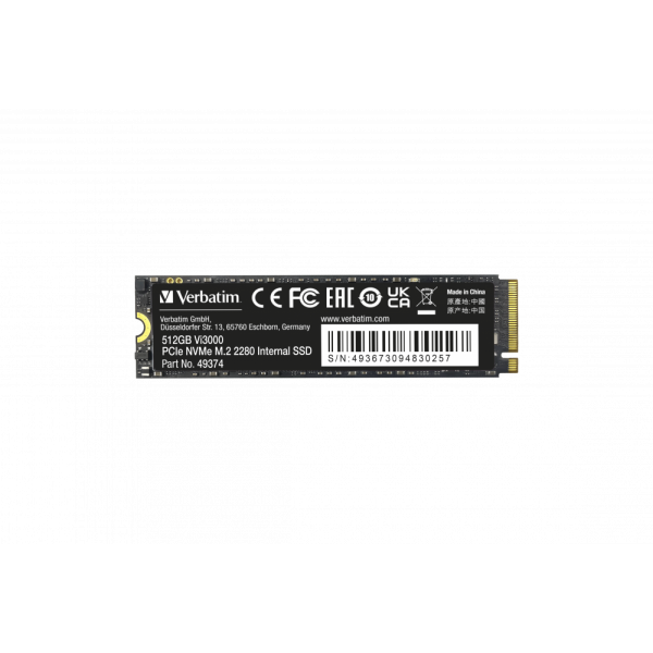 VERBATIM SSD INTERNO VI3000 512GB M.2 PCI-E R/W 3300/3300 GEN 3X4 [49374]