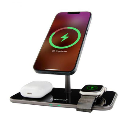 INTENSO MAGNETIC WIRELESS CHARGING STAND MB13 3 IN 1 MAGSAFE COMPATIBILITY OUTPUT 15W BLACK [7410810]