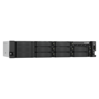 QNAP NAS - 8-bay short depth rackmount NAS, Intel Atom C5125 8C 2.8GHz, 8GB RAM,2 x 2.5GbE, 2 x M.2 2280, 2 x PCIe Gen3 x4, 4 x USB 3.2 Gen1 ports (5Gbps), 2 x 300W redundant PSU TS-855eU-8G [TS-855eU-8G]