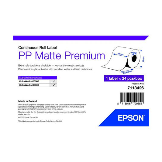 Epson 7113426 etichetta per stampante Bianco Etichetta per stampante autoadesiva [7113426]