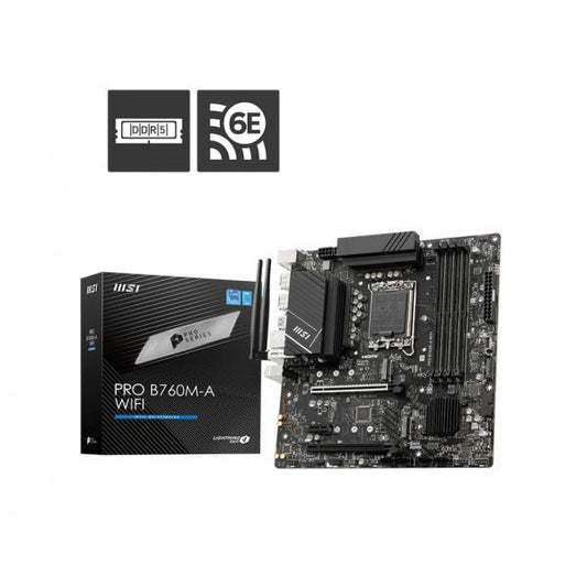 MSI MB B760, B760M-A WIFI, LGA 1700, 4DDR5, 2PCI-Ex16, 1PCI-Ex1, 2M.2, 4SATA3, MATX [PRO B760M-A WIFI]