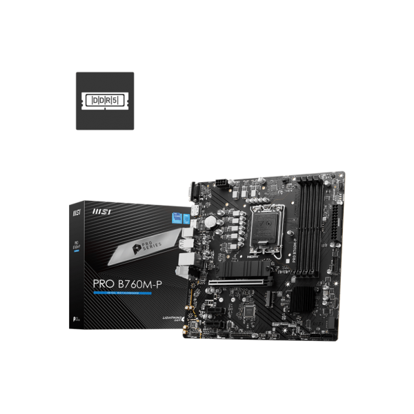 MSI MB B760, PRO B760M-P, LGA 1700, 4DDR5, 1PCI-Ex16, 2PCI-Ex1, 2M.2, 4SATA3 [PRO B760M-P]