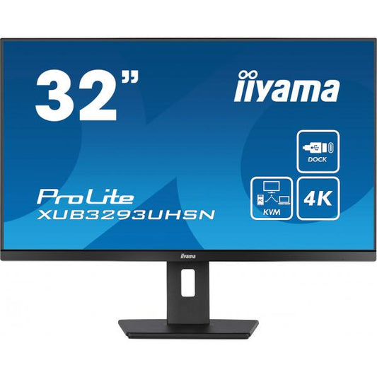 Iiyama ProLite 32 inch - 4K Ultra HD IPS LED Monitor - 3840x2160 - HAS / RJ45 / USB-C [XUB3293UHSN-B5]