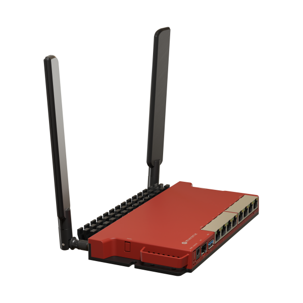 MikroTik, L009UiGS-2HaxD con CPU de doble núcleo de 800 MHz, 512 MB de RAM, 8 x Gbit LAN, 1 x puerto SFP de 2,5 Gbit, 2,4 GHz 802.11b/g/n/ax inalámbrico de doble cadena, antenas externas de 4 dBi 2,4 GHz, USB, escritorio ca [L009UiGS-2HaxD-IN] 