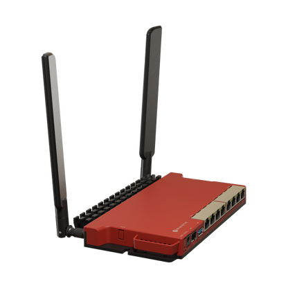 MikroTik, L009UiGS-2HaxD con CPU de doble núcleo de 800 MHz, 512 MB de RAM, 8 x Gbit LAN, 1 x puerto SFP de 2,5 Gbit, 2,4 GHz 802.11b/g/n/ax inalámbrico de doble cadena, antenas externas de 4 dBi 2,4 GHz, USB, escritorio ca [L009UiGS-2HaxD-IN] 