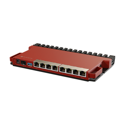 MikroTik, L009UiGS with dual core 800MHz CPU, 512MB RAM, 8 x Gbit LAN, 1 x 2.5 Gbit SFP port, USB, desktop/1U rackmount case, PSU, K-79 rackmount kit, RouterOS L5 L009UiGS-RM [L009UiGS-RM]