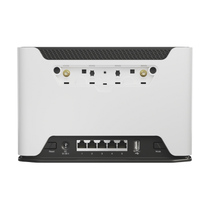 Mikrotik, Chateau LTE6 with 716MHz four core CPU, 256MB RAM, 5 x Gigabit LAN, two wireless interfaces (built-in 2.4Ghz 802.11b/g/n two chain wireless with integrated antennas, built-in 5Ghz [D53G-5HacD2HnD-TC&FG621-EA]