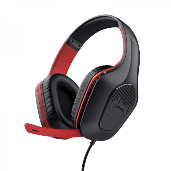 Trust GXT 415S ZIROX Auricolare Cablato A Padiglione Giocare Nero, Rosso [24995]