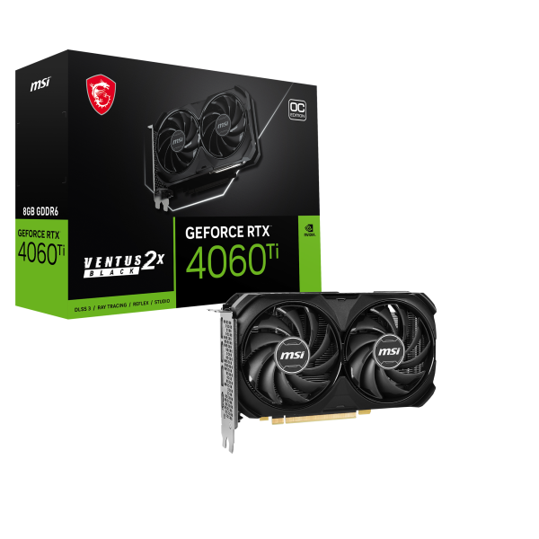 VGA MSI GEFORCE RTX 4060 TI VENTUS 2X BLACK 8G OC [RTX4060TIVEN2XB8GOC]