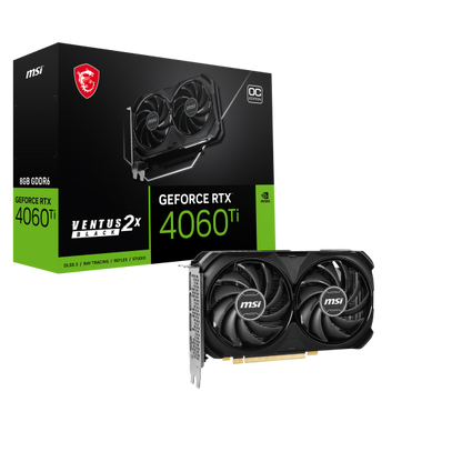 VGA MSI GEFORCE RTX 4060 TI VENTUS 2X BLACK 8G OC [RTX4060TIVEN2XB8GOC]