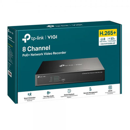 TP-Link - VIGI NVR1008H-8P - 8 Channel PoE+ Network Video Recorder SPEC: H.265+/H.265/H.264+/H.264, Up to 8MP resolution, Decoding capability/8-ch@2MP/4-ch @4MP,80 Mbps Incoming Bandwidth(u [VIGINVR1008H-8P]