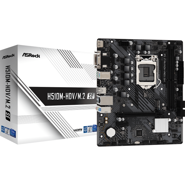 ASROCK MB H510, H510M-HDV/M.2 SE, LGA 1200, 2DDR4, M.2, GLAN, VGA/DVI/HDMI [H510M-HDV/M.2 SE]