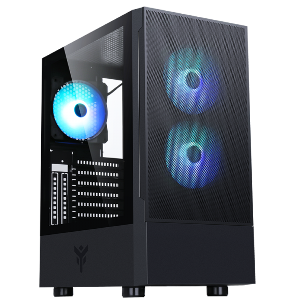 ITEK CASE SIISBE 3.0 - GAMING MIDDLE TOWER, 3X12CM ARGB FAN, USB3, SIDE PANEL TEMP GLASS WITH HINGE [ITGCASIB30]