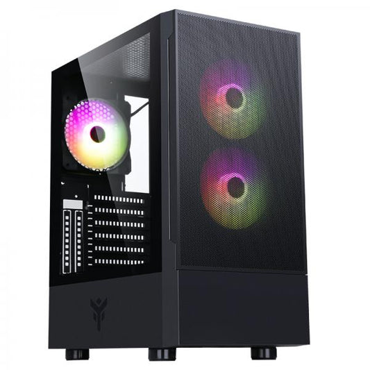 ITEK CASE SIISBE 3.0 - GAMING MIDDLE TOWER, 3X12CM ARGB FAN, USB3, SIDE PANEL TEMP GLASS WITH HINGE [ITGCASIB30]
