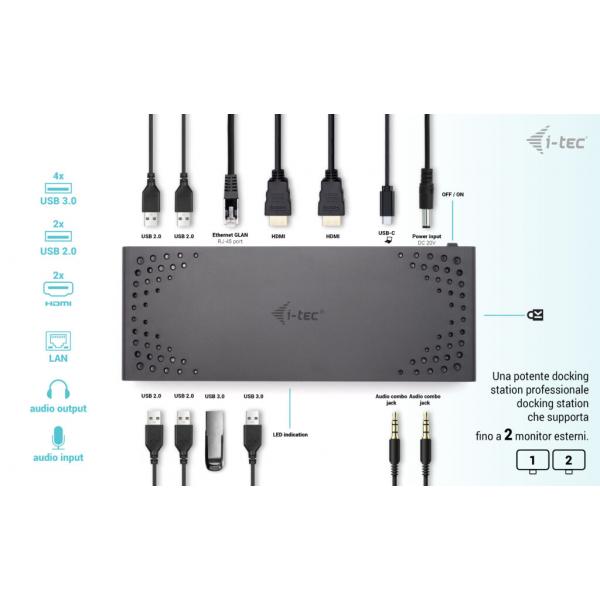 I-TEC DOCKING STATION USB 3.0/USB-C/THUNDERBOLT, 2x HDMI, PD 100W, IT [CADUALHDMIDOCKPDIT]