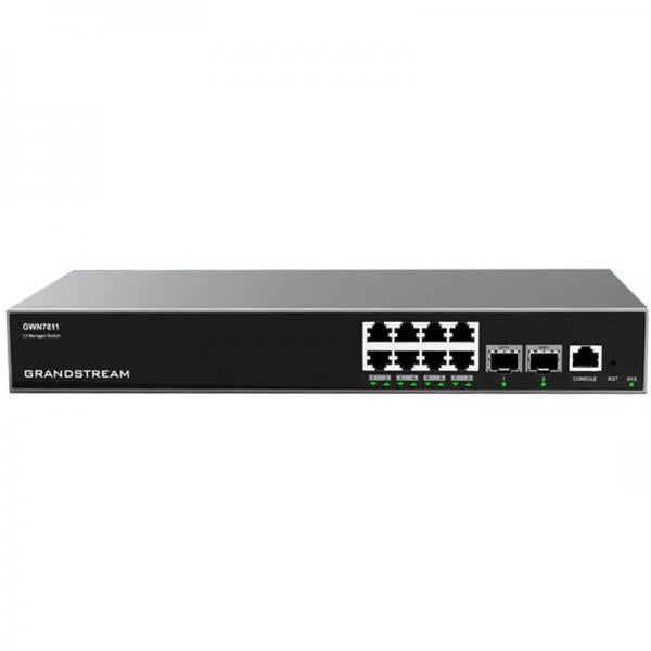 Grandstream Layer 3 Managed Network Switch, 8x GbE RJ45, 2x SFP+, fan-less GWN7811 [GWN7811]