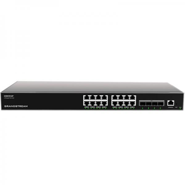 Layer 3 Managed Network Switch, 16x GbE RJ45 PoE 802.3 af/at, up to 30W per port, 4x SFP+. Utilizzabile con il controller GWN sia in Cloud che on premise GWN7812P [GWN7812P]