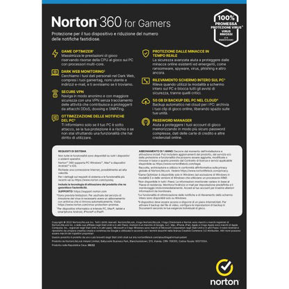 NortonLifeLock Norton 360 for Gamers 2023 Gestione della sicurezza Full 1 licenza/e 1 anno/i [21429372]