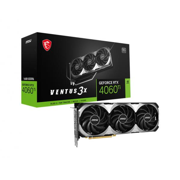 Tarjeta de video MSI VENTUS GEFORCE RTX 4060 TI 3X 16G OC NVIDIA 16 GB GDDR6 [RTX4060TIVENTUS3X16GOC] 