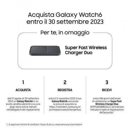 Samsung Galaxy Watch6 Smartwatch Analisi del Sonno Ghiera Touch in Alluminio 40mm Graphite [SM-R930NZKAITV]