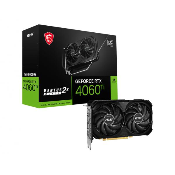 MSI VENTUS GEFORCE RTX 4060 TI 2X NEGRO 16G OC tarjeta de video NVIDIA 16 GB GDDR6 [RTX4060TIVEN2XBLACK16GOC] 