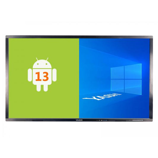 YASHI INTERACTIVE TOUCH DISPLAY 75 16:9 550 CD/M 4K UHD 20 TOUCHES, 4GB RAM / 32 GB STORAGE, AV Out, Av In, 2xHDMI In, USB-C, RJ45, WIFI, BRACKET INCLUDED, ANDROID 13 EDU (WIN OPTION WITH YASHI OPS) [LY7513] 