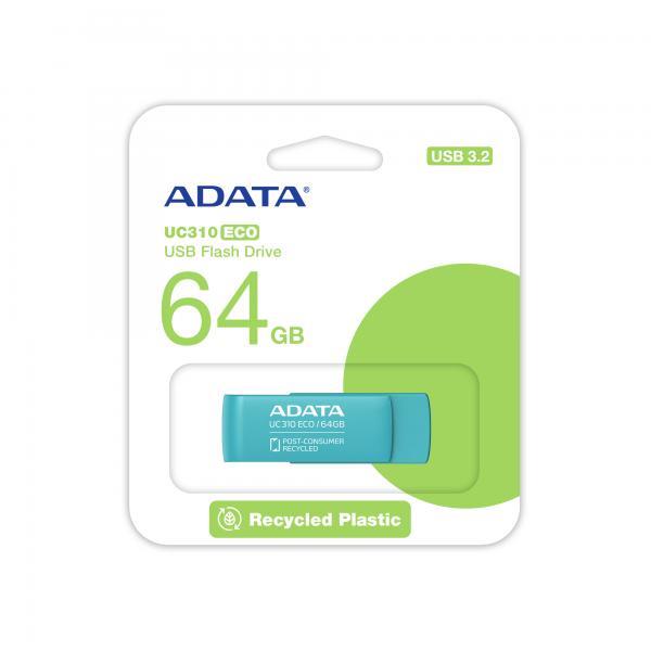 ADATA UC310 ECO unità flash USB 64 GB USB tipo A 3.2 Gen 1 (3.1 Gen 1) Verde [UC310E-64G-RGN]