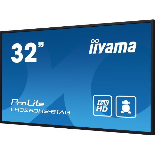 iiyama PROLITE Digital A-Panel 80 cm (31.5") LED Wi-Fi 500 cd/m Full HD Negro Procesador integrado Android 11 24/7 [LH3260HS-B1AG] 