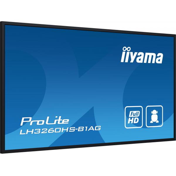 iiyama PROLITE Digital A-Panel 80 cm (31.5") LED Wi-Fi 500 cd/m Full HD Negro Procesador integrado Android 11 24/7 [LH3260HS-B1AG] 