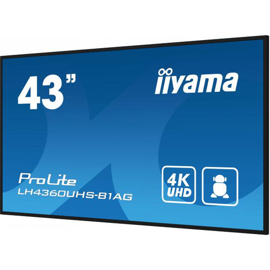 iiyama PROLITE Pannello A digitale 108 cm (42.5") LED Wi-Fi 500 cd/m 4K Ultra HD Nero Processore integrato Android 11 24/7 [LH4360UHS-B1AG]