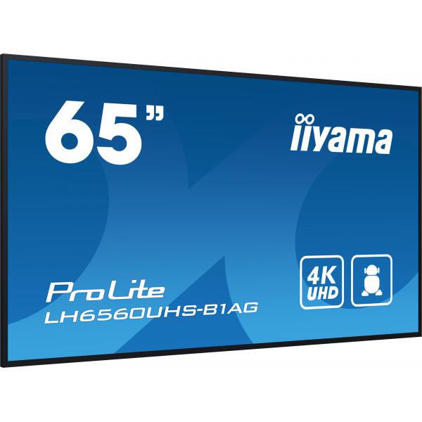 iiyama PROLITE Digital A-Panel 165,1 cm (65") LED Wi-Fi 500 cd/m 4K Ultra HD Negro Procesador incorporado Android 11 24/7 [LH6560UHS-B1AG] 